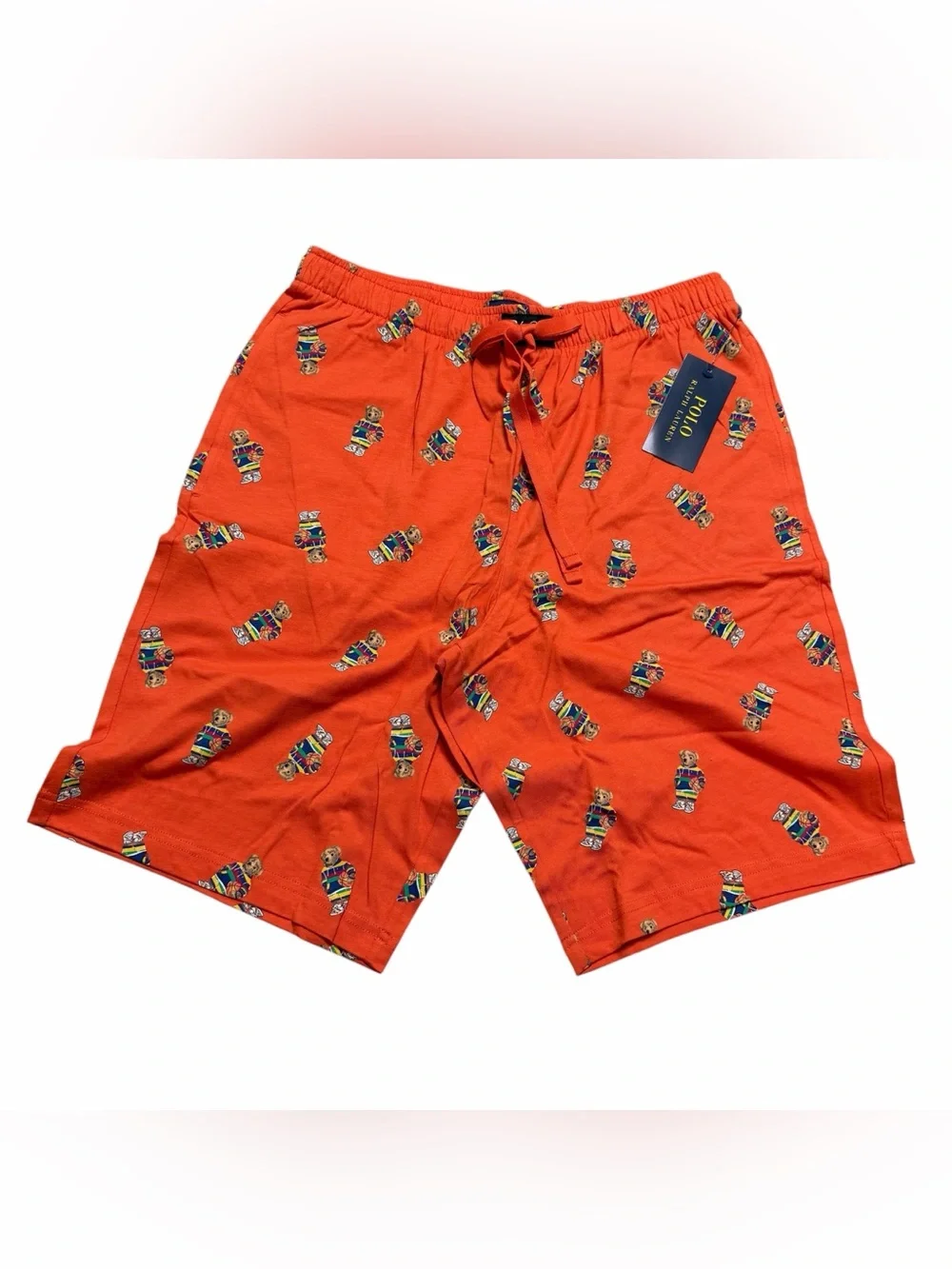 Polo Ralph Lauren Mens Orange Polo Bear Print Sleep/Lounge Shorts- Medium NWT